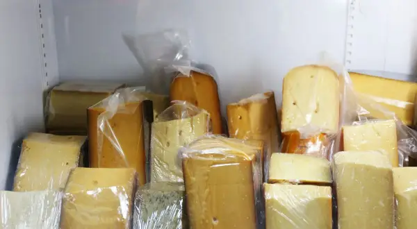 Vari tipi di formaggio confezionati singolarmente, pronti per capire come conservare il formaggio in frigo.